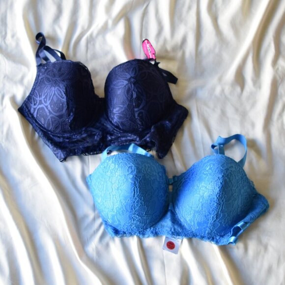 NWT Lace Bra Bundle of Two Navy and Cobalt Size 42C - Picture 1 of 6